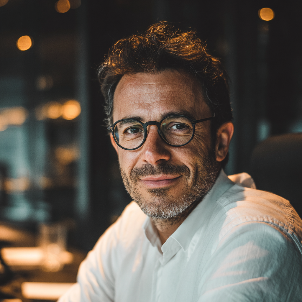 Gros plan sur un homme souriant | Source : Midjourney