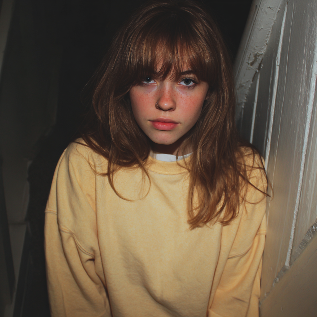 Une adolescente debout sur un escalier de sous-sol | Source : Midjourney