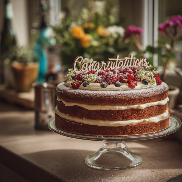 Un gâteau écrit félicitations | Source : Midjourney