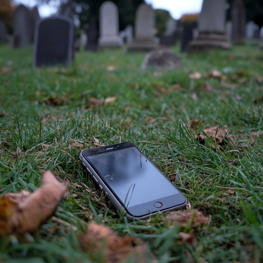 Un téléphone dans l'herbe | Source : Midjourney