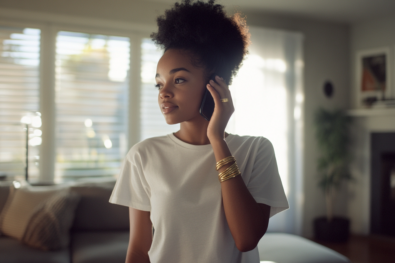 Une femme qui passe un appel | Source : Midjourney