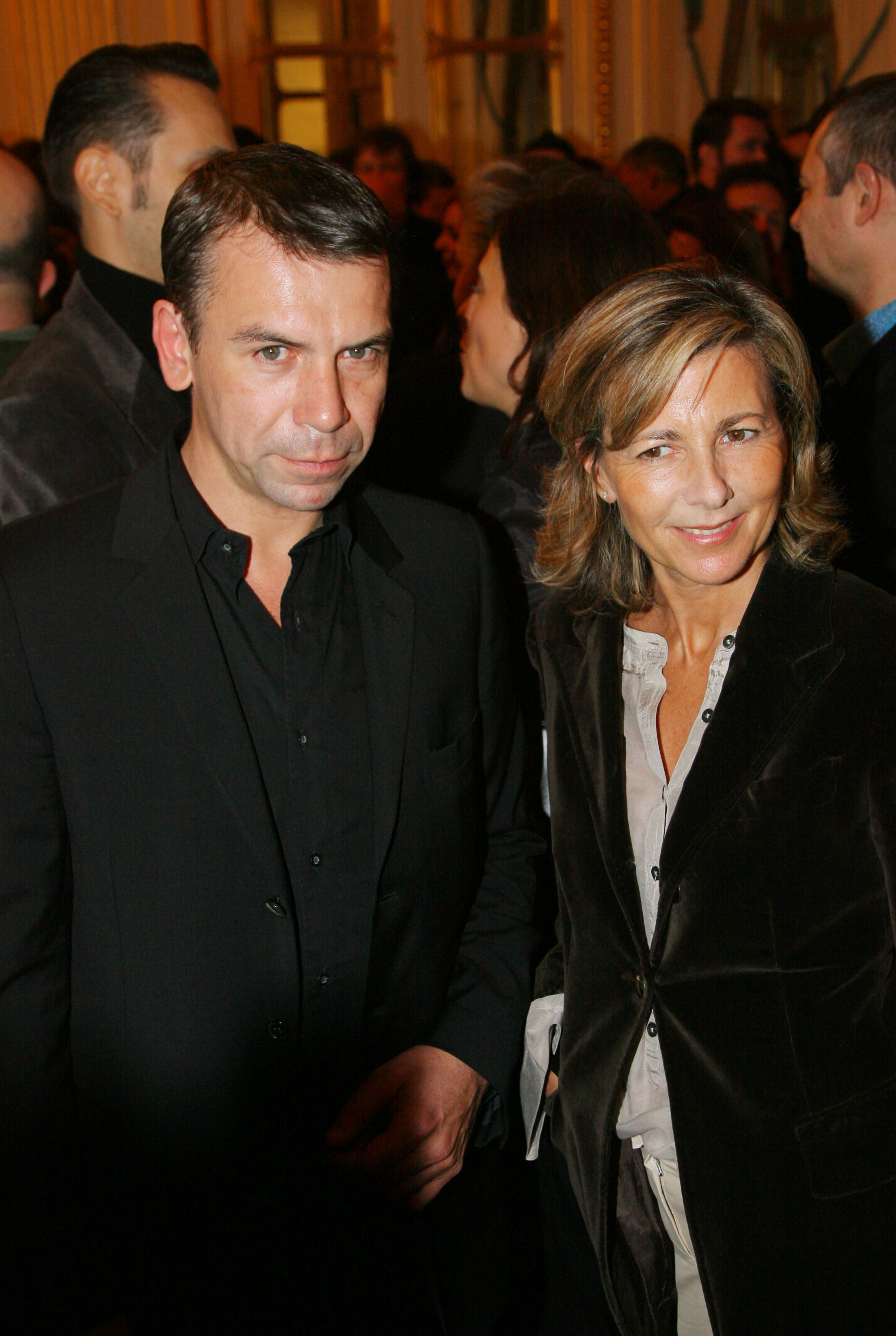 Philippe Torreton et Claire Chazal assistent à la cérémonie de remise de la médaille de Chevalier des Arts et des Lettres à Etienne Daho par Renaud Donnedieu de Vabres I Source : Getty Images