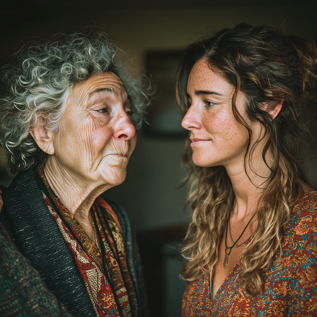 Une grand-mère et sa petite-fille qui se regardent | Source : Midjourney
