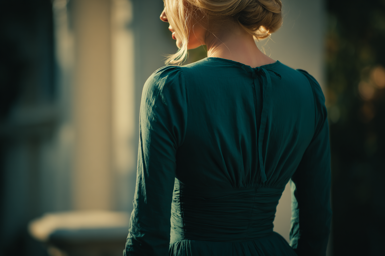 Une femme en robe verte | Source : Midjourney