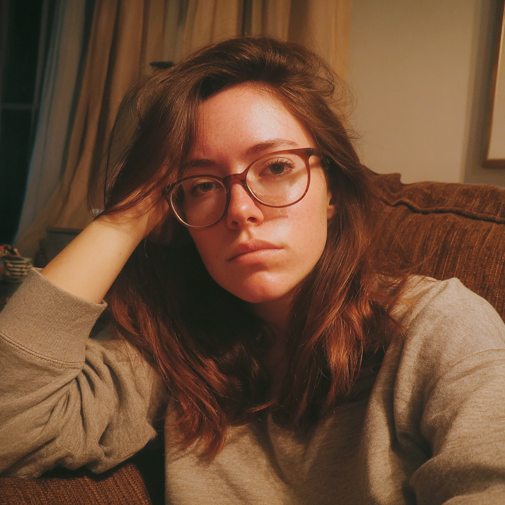 Une femme épuisée assise sur un canapé | Source : Midjourney