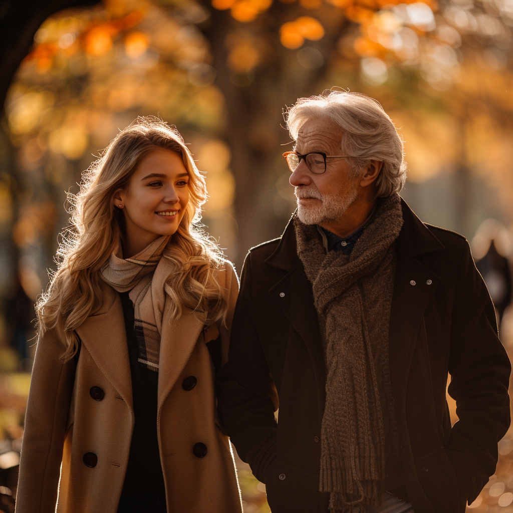 Emily se promène avec Michael | Source : Midjourney