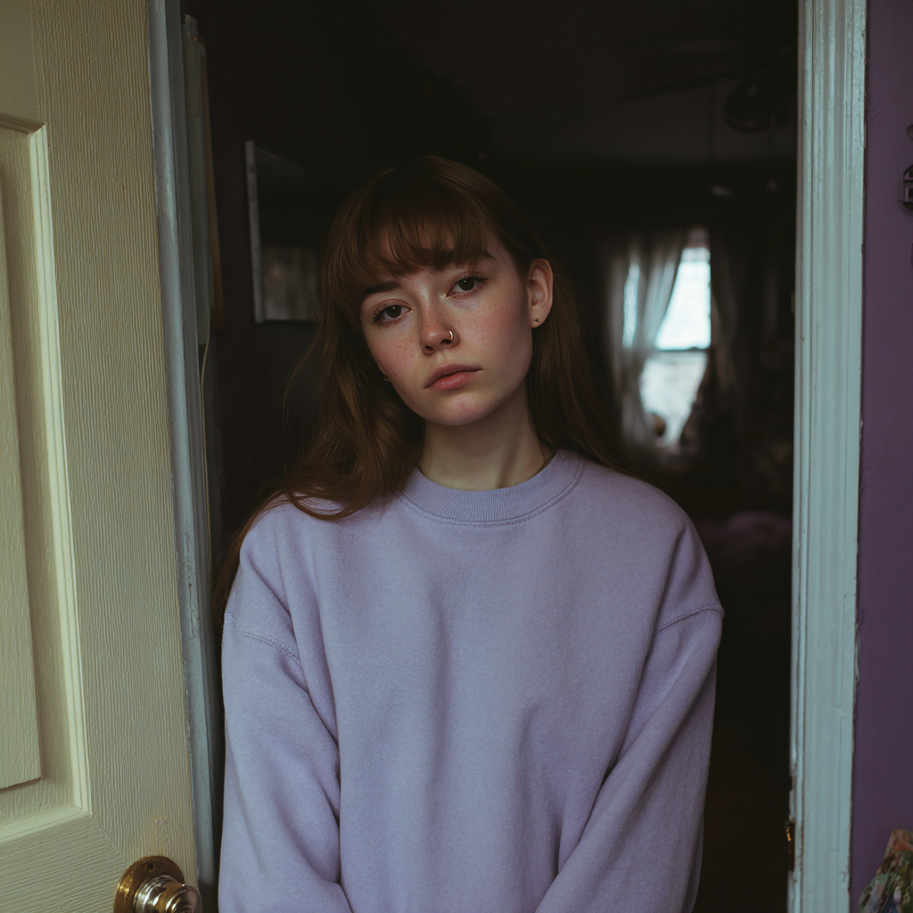 Une fille portant un sweat-shirt lilas | Source : Midjourney