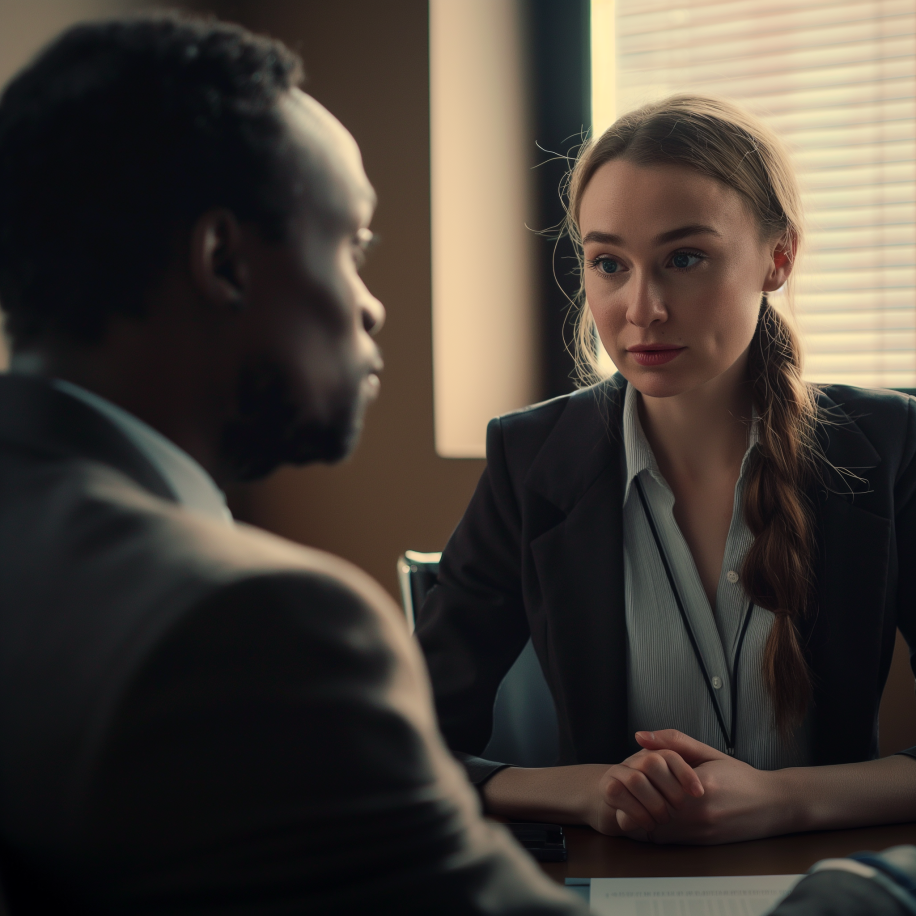 Une femme qui parle à un avocat | Source : Midjourney