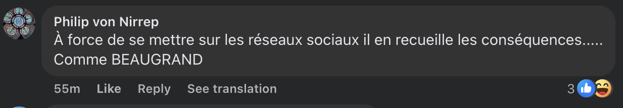 Commentaire d'internaute sur Mathieu | Source : capture facebook.com/gala.fr