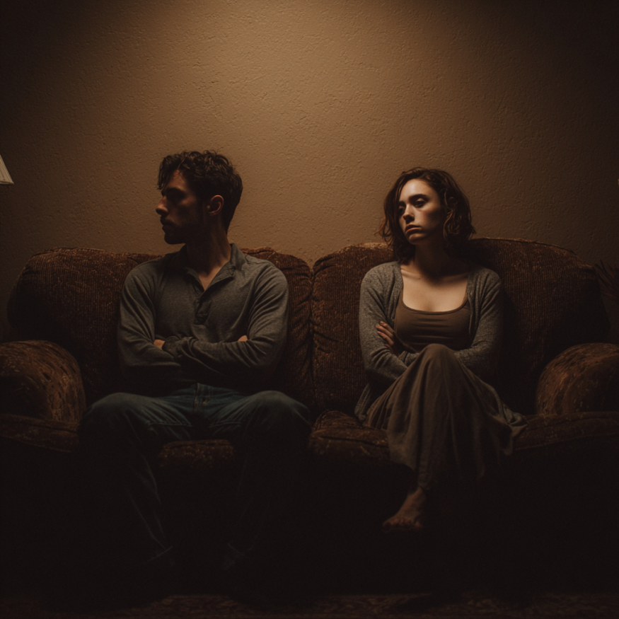 Un couple sur un canapé | Source : Midjourney