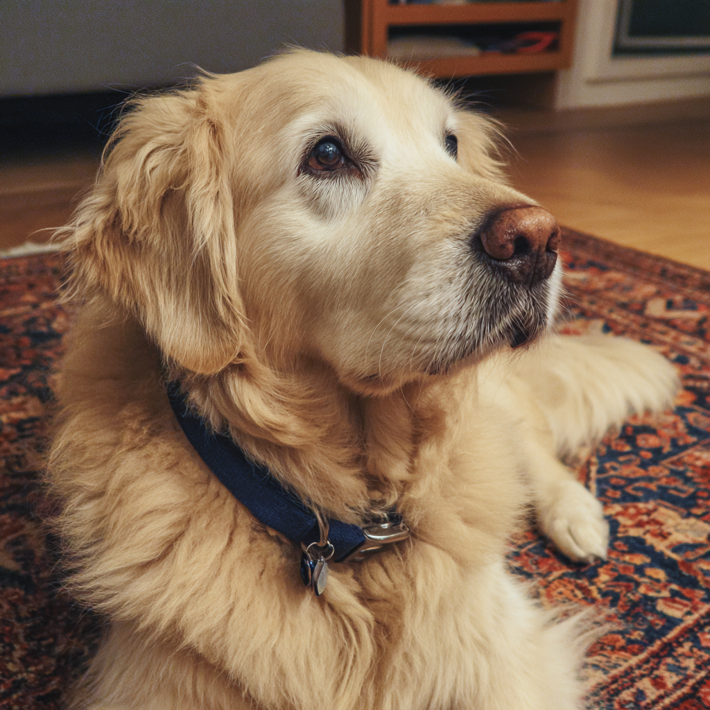 Un chien qui dort sur un tapis | Source : Midjourney