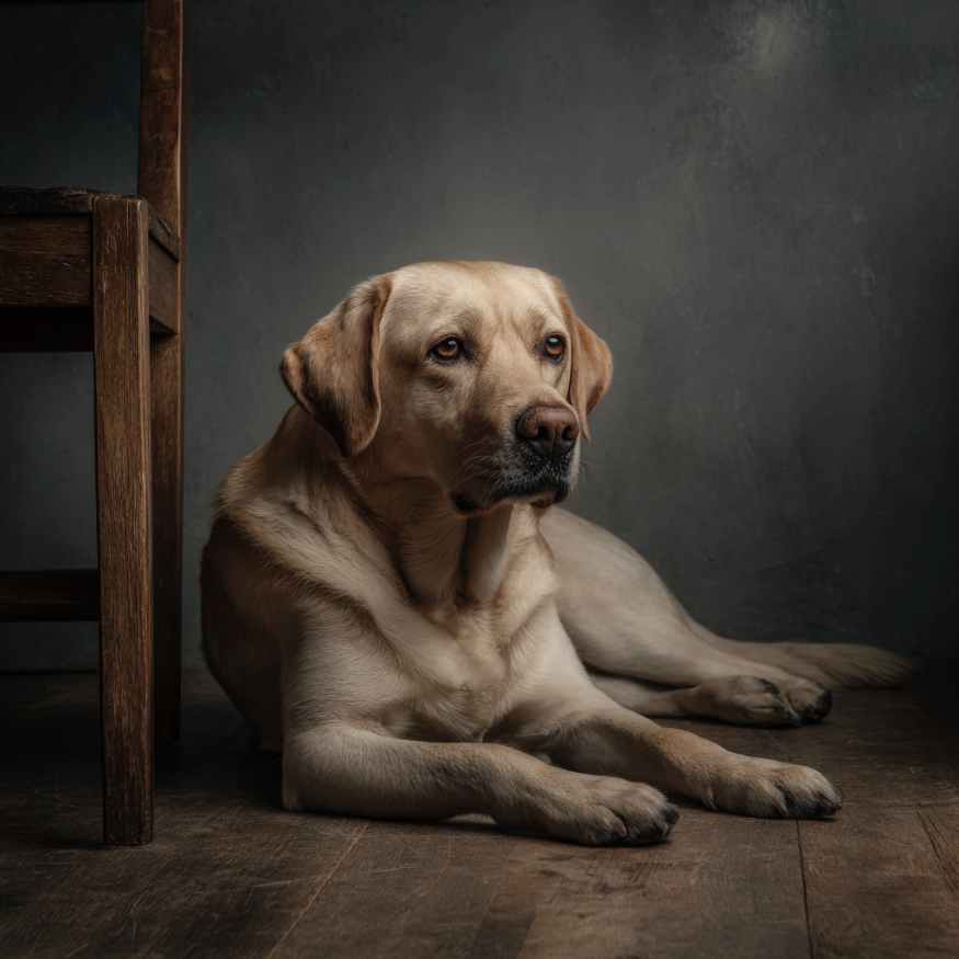 Un chien couché à côté d'une chaise | Source : Midjourney