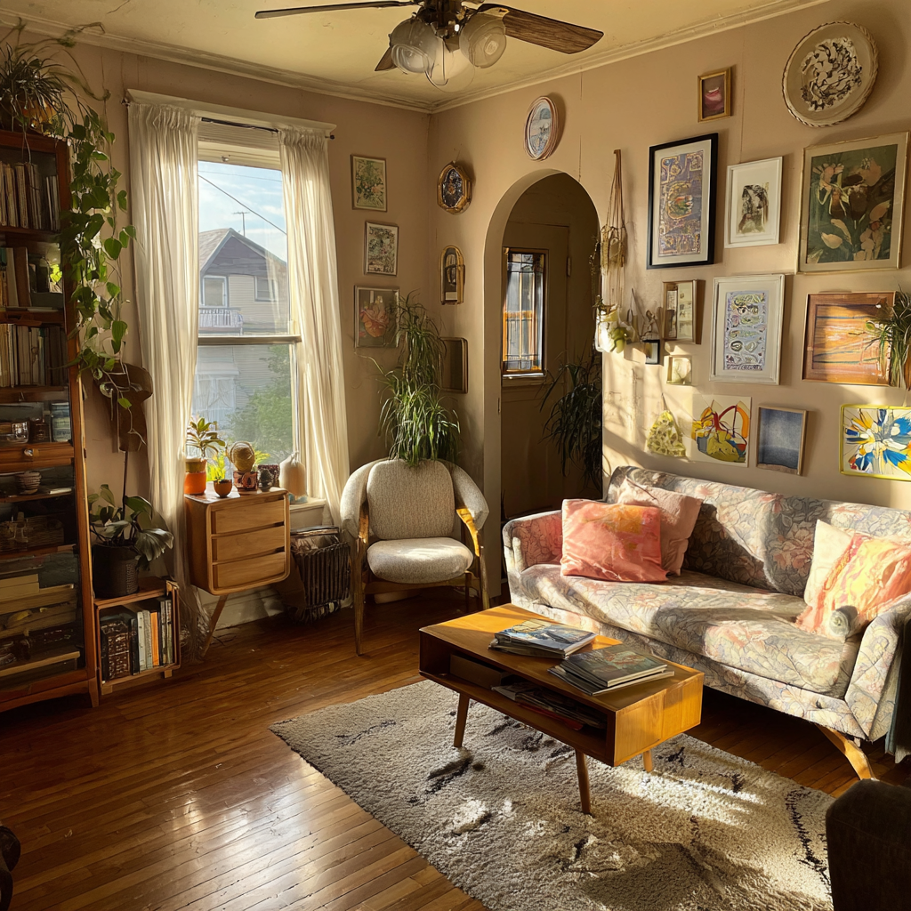 Un salon confortable dans un appartement | Source : Midjourney