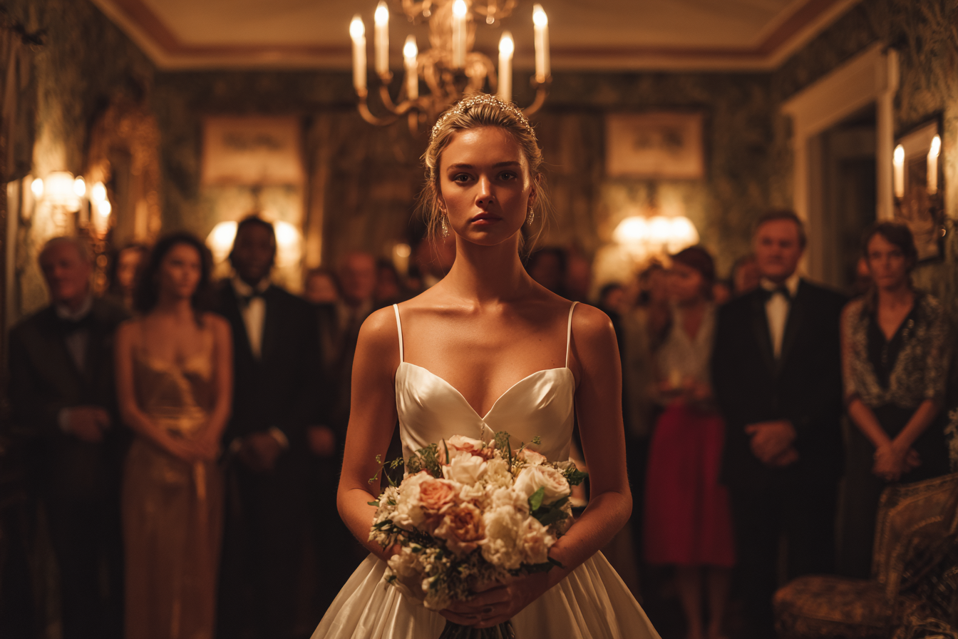 Une mariée debout sur un lieu de mariage | Source : Midjourney