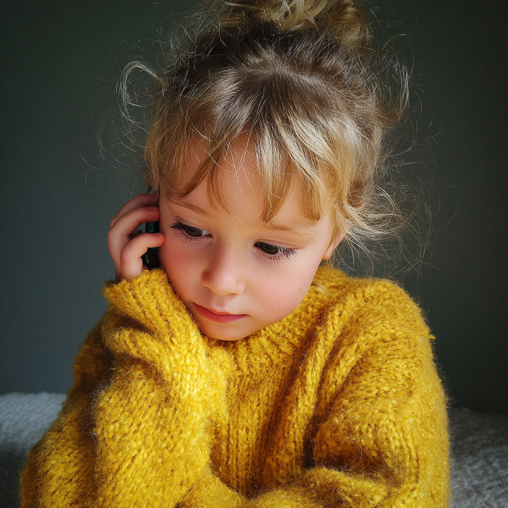 Une petite fille qui parle au téléphone | Source : Midjourney