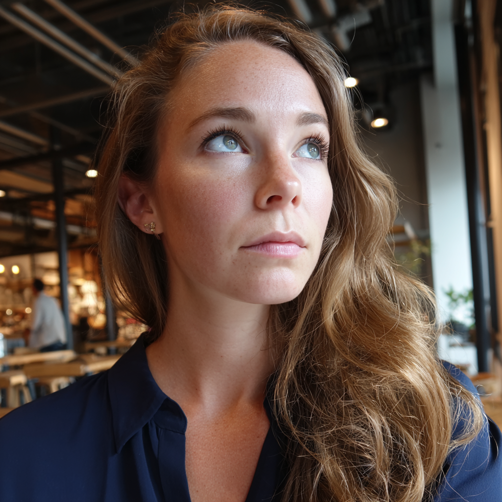 Une femme debout dans un café | Source : Midjourney