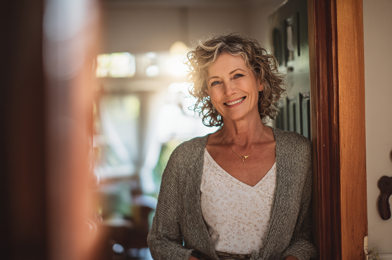 Une femme debout dans l'embrasure d'une porte | Source : Midjourney