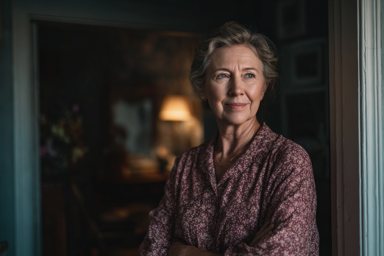 Une femme debout dans sa maison | Source : Midjourney