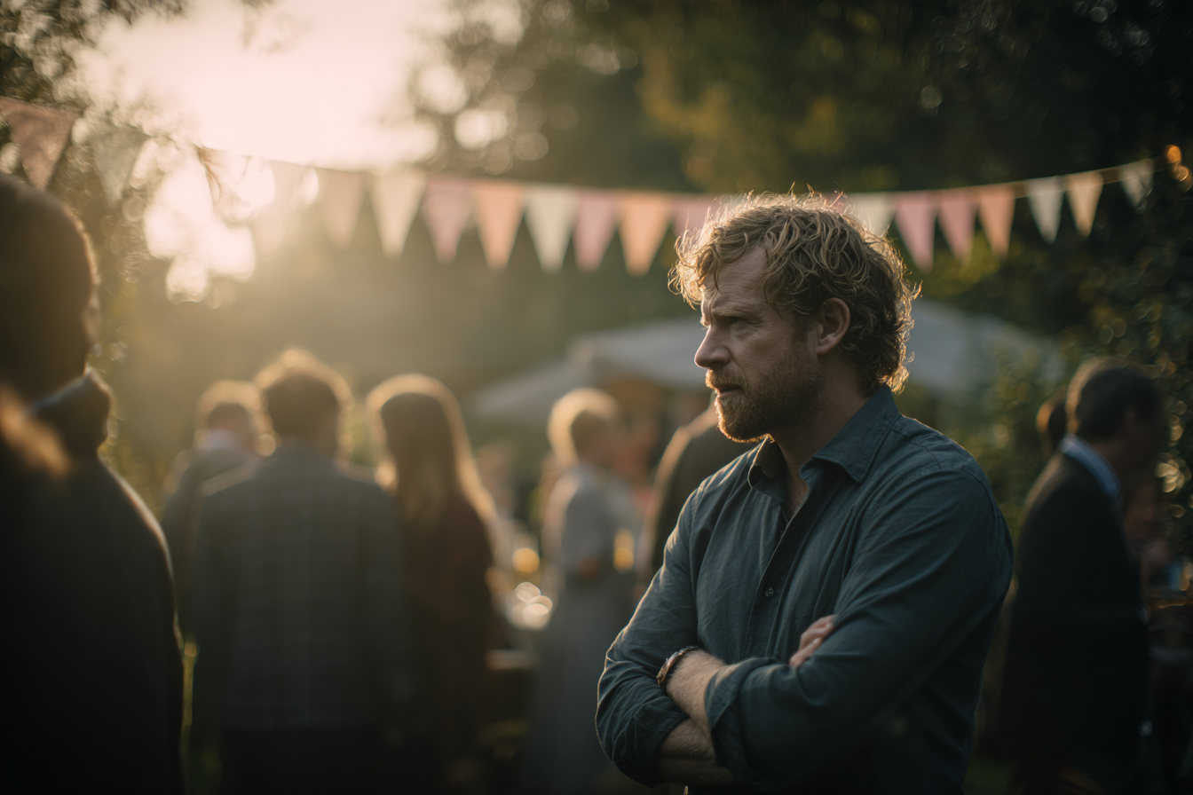Un homme debout dans son jardin | Source : Midjourney
