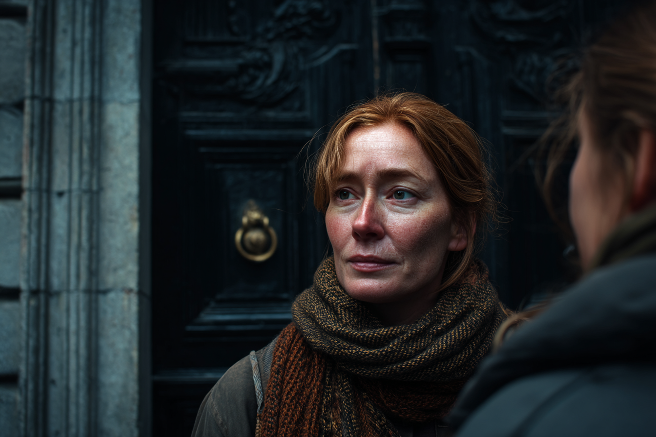 Une femme debout devant un palais de justice | Source : Midjourney