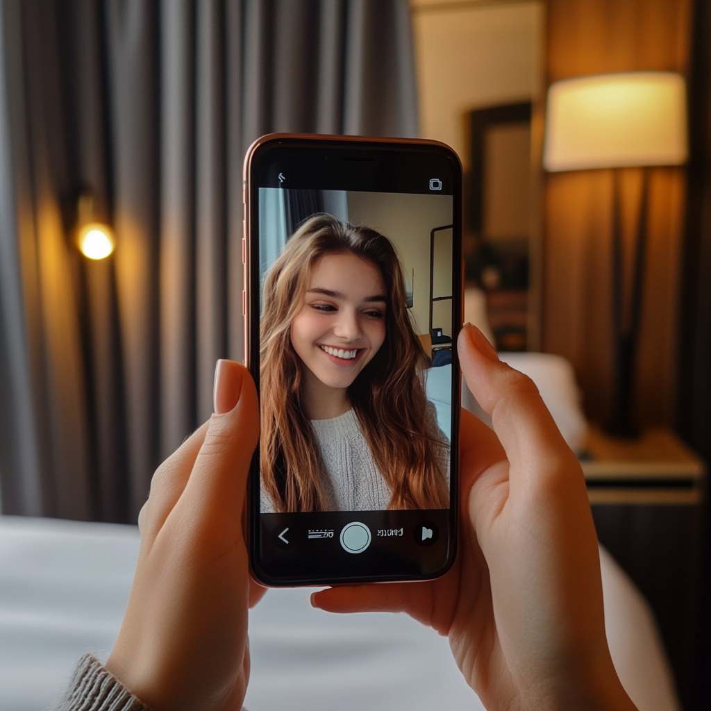 Une femme qui se prend en photo | Source : Midjourney