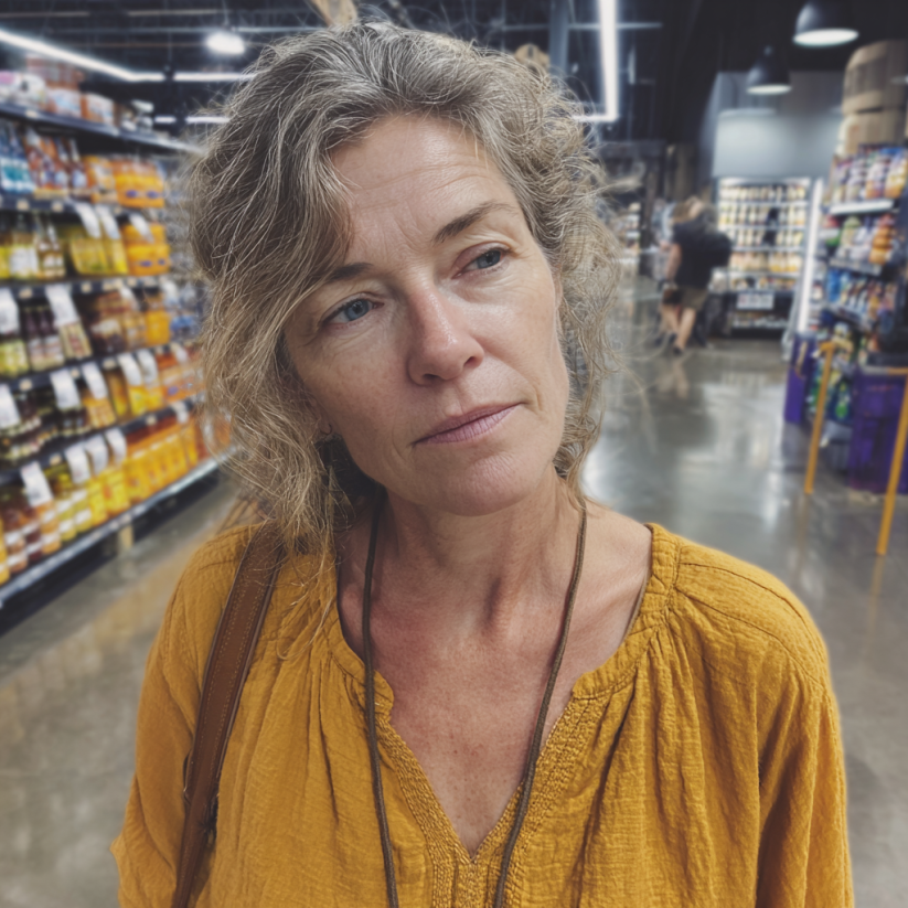 Une femme debout dans une épicerie | Source : Midjourney