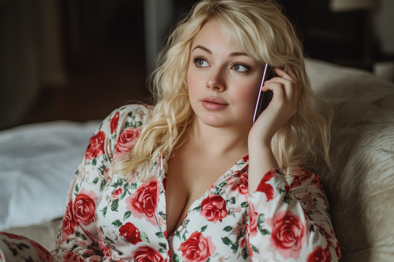 Une femme sérieuse lors d'un appel téléphonique | Source : Midjourney