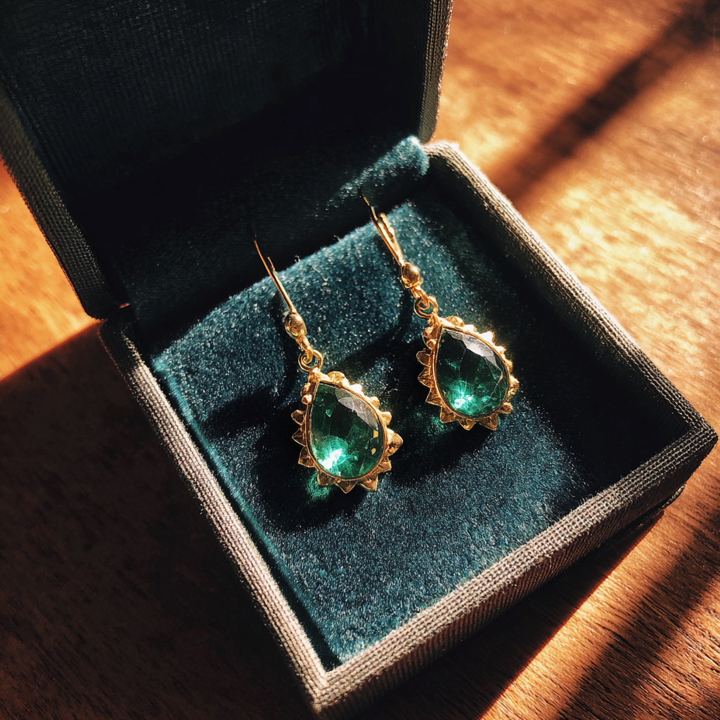 Une paire de boucles d'oreilles en émeraude | Source : Midjourney