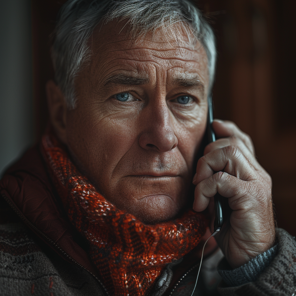 Un homme d'âge moyen qui parle au téléphone | Source : Midjourney