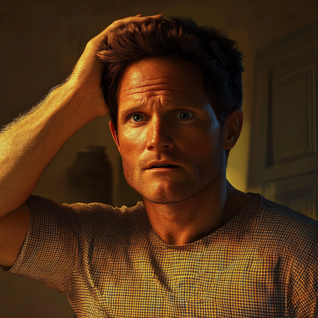 Un homme anxieux qui se tient la tête | Source : Midjourney