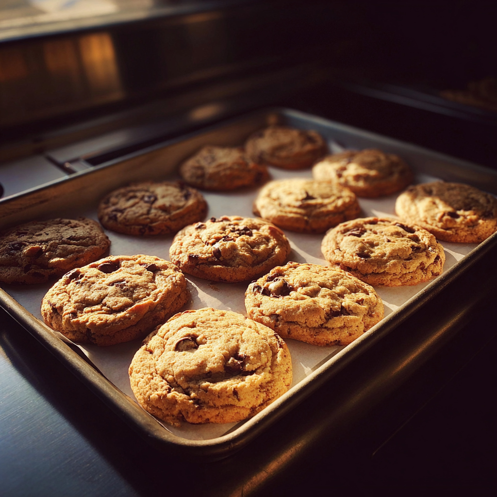 Un plateau de cookies aux pépites de chocolat | Source : Midjourney