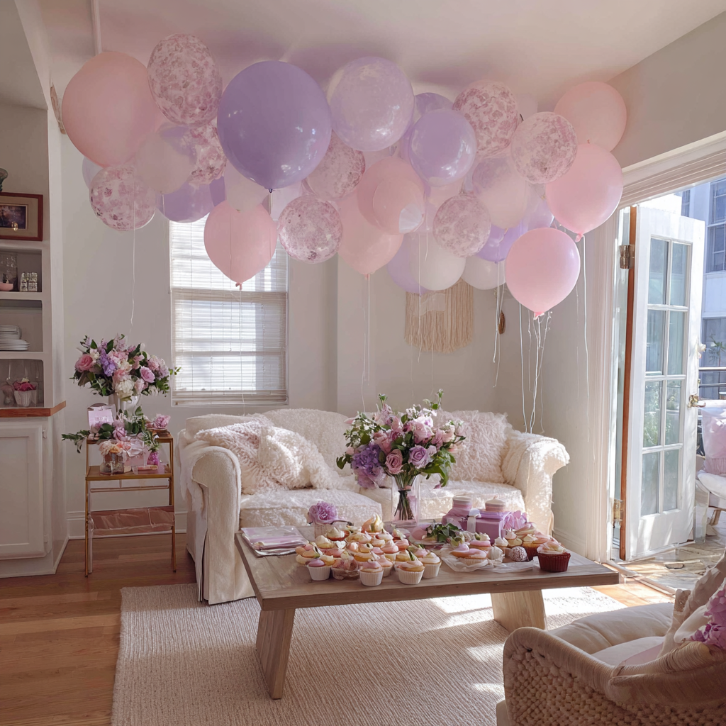 Un salon décoré pour une fête prénatale | Source : Midjourney