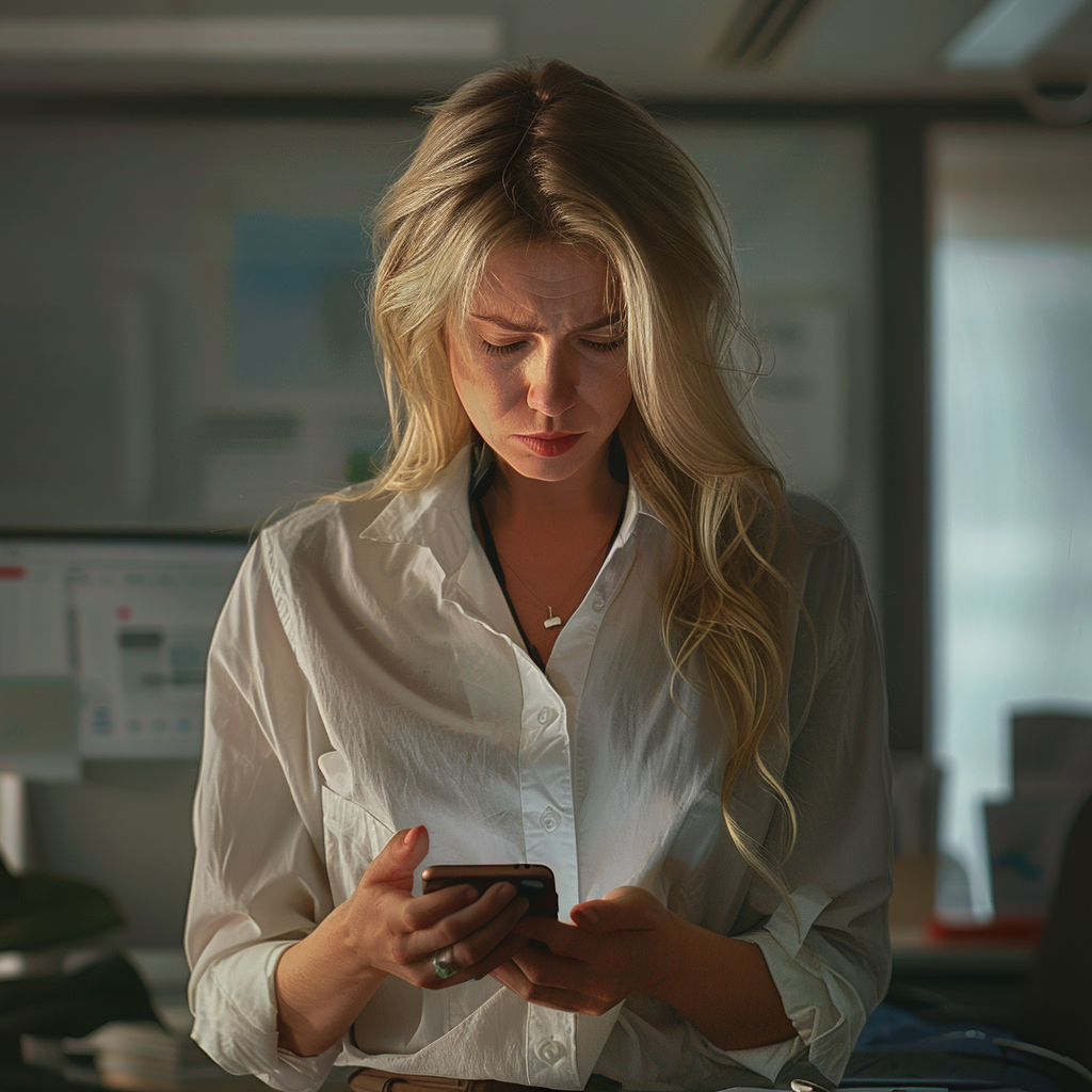 Une femme qui consulte son téléphone | Source : Midjourney