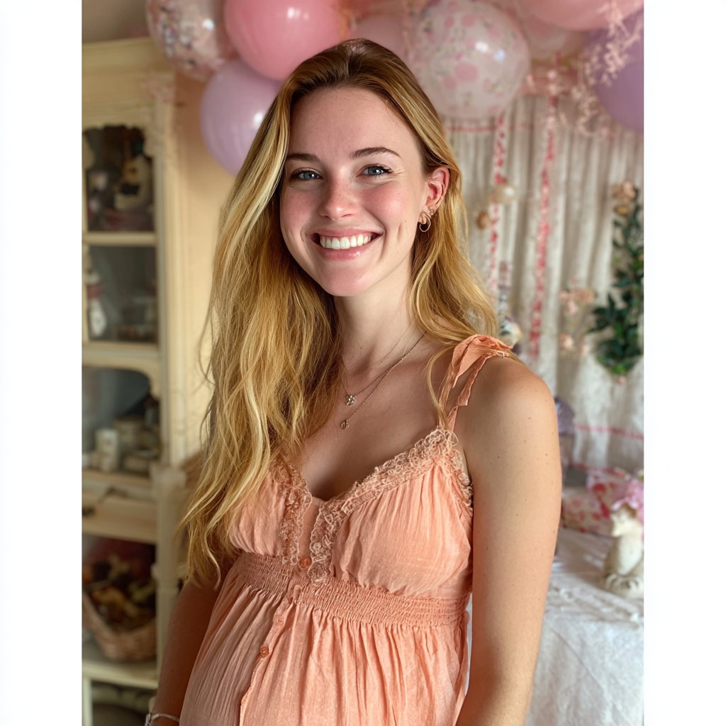 Une femme enceinte souriante | Source : Midjourney