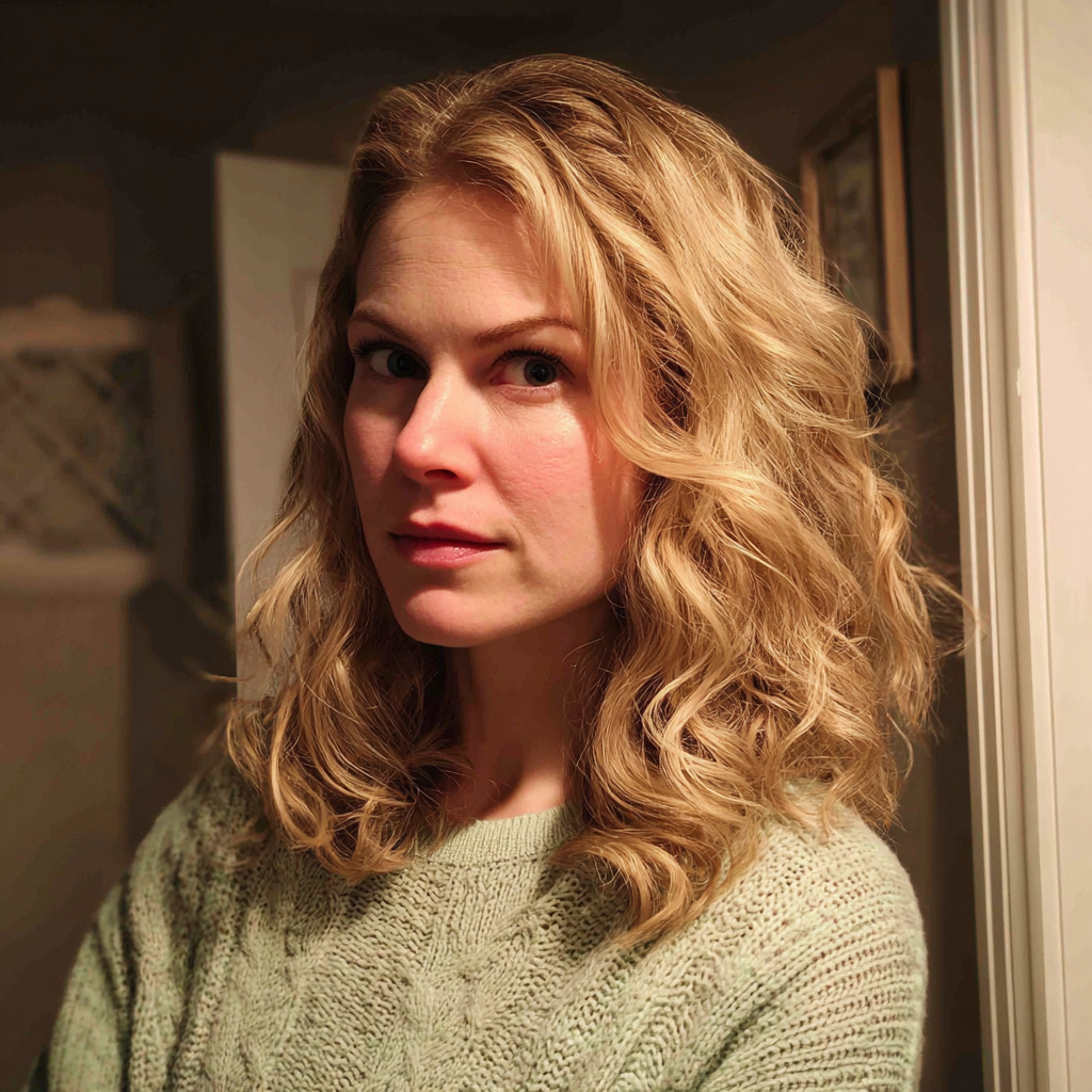 Une femme portant un pull vert | Source : Midjourney