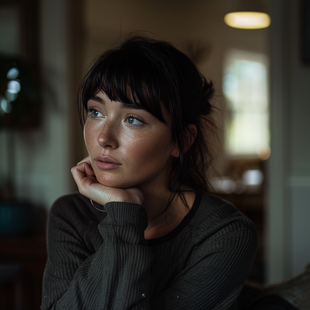 Une femme perdue dans ses pensées | Source : Midjourney
