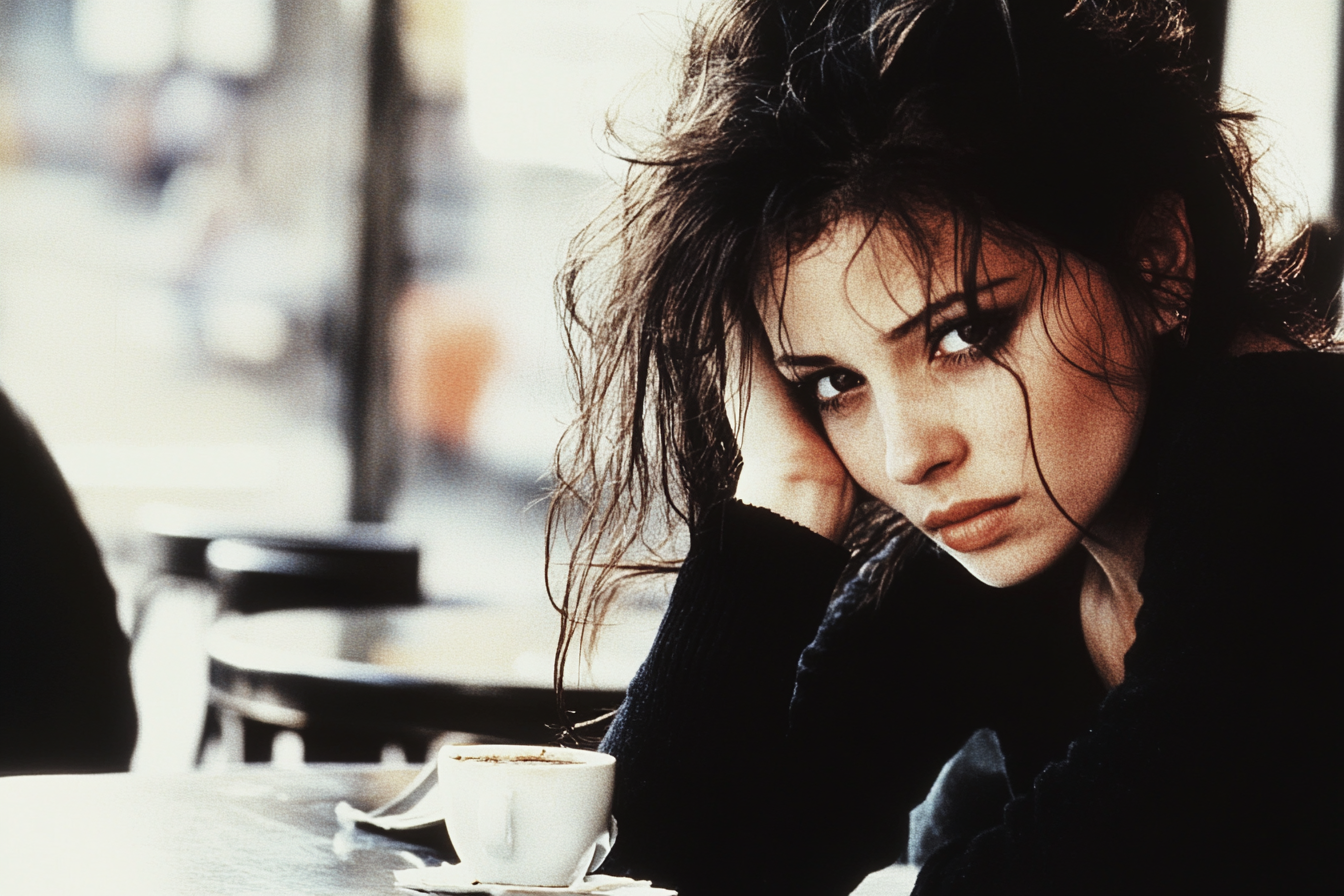 Une femme dans un café | Source : Midjourney
