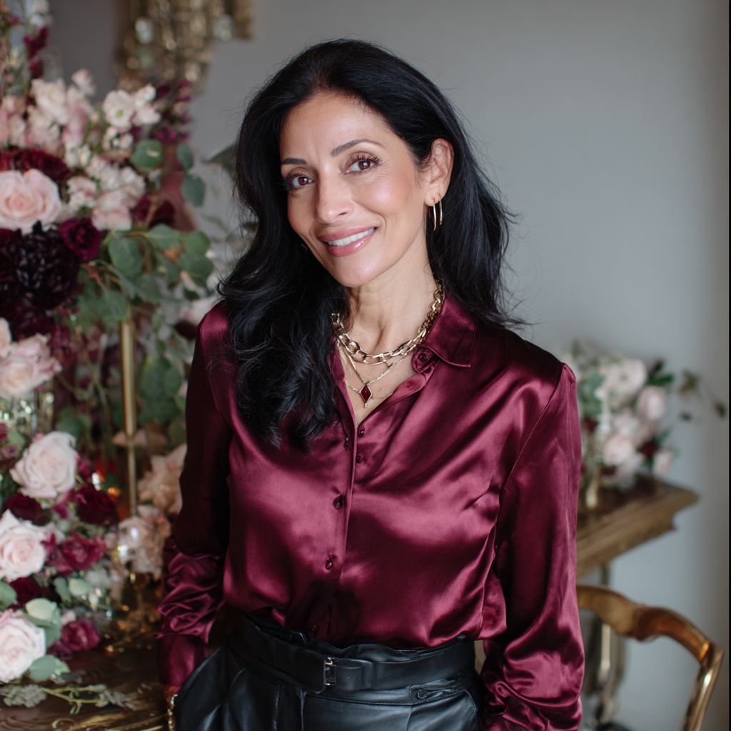 Une femme souriante aux cheveux noirs lisses | Source : Midjourney