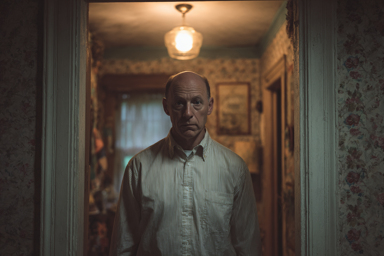 Un homme debout dans sa maison | Source : Midjourney