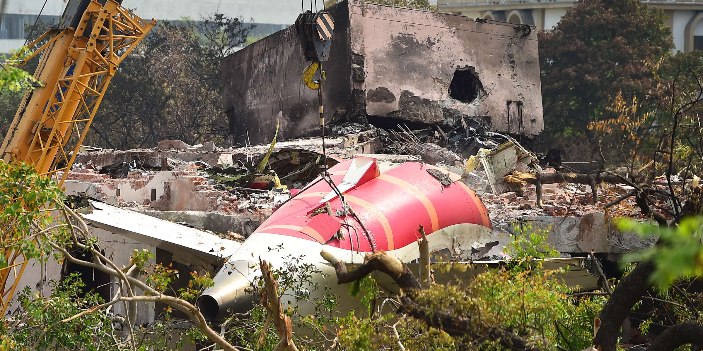 Une partie du fuselage du Boeing 787 d'Air India | Source : Getty Images