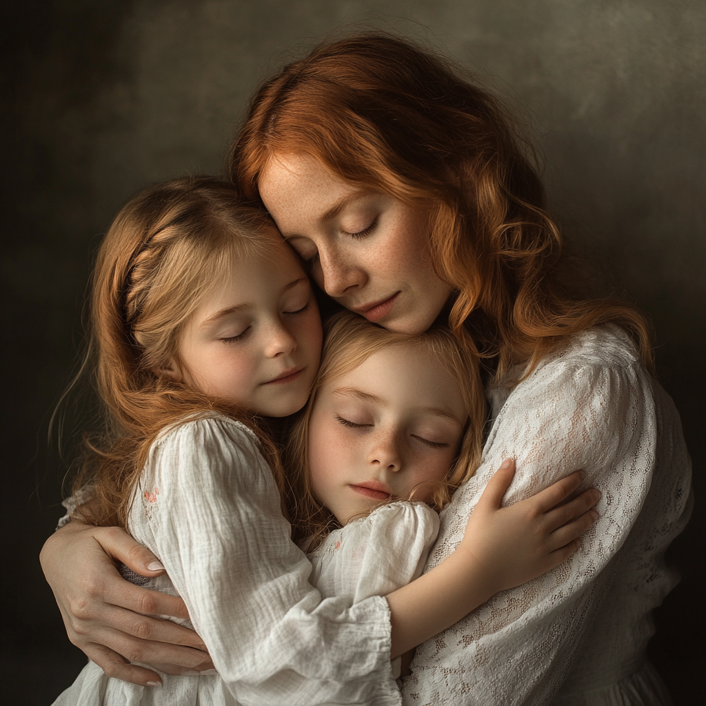 Linda serre ses filles dans ses bras | Source : Midjourney