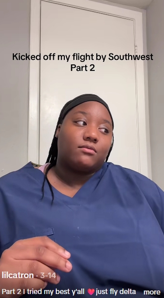 Originaire de Houston, elle a déclaré que les paroles du chef de piste l'avaient fait fondre en larmes à la porte d'embarquement. | Source : TikTok/@lilcatron