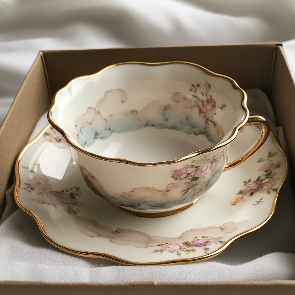 Gros plan sur une tasse à thé et une soucoupe | Source : Midjourney