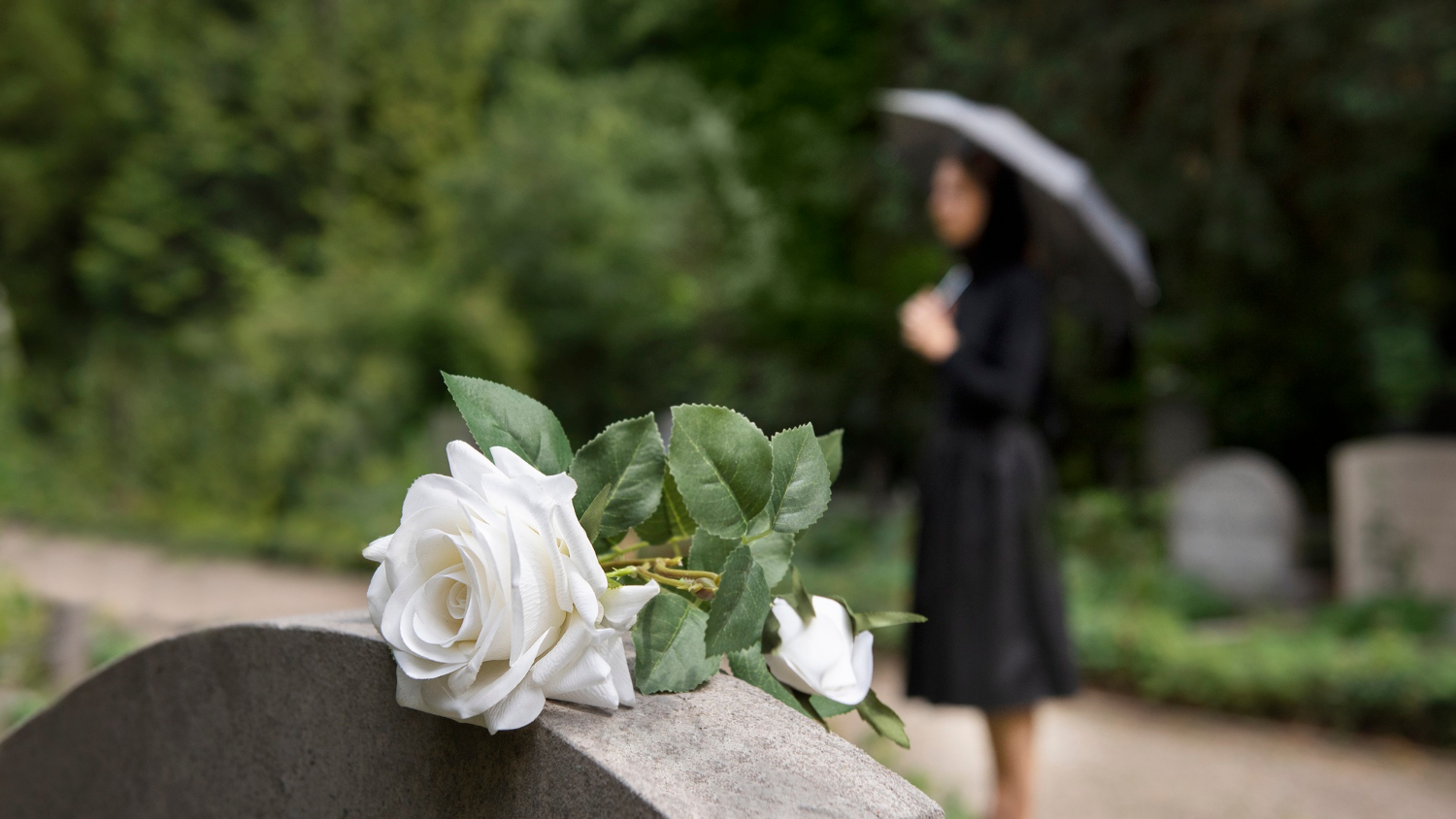Fond flou d'une femme fixant une pierre tombale | Source : Freepik