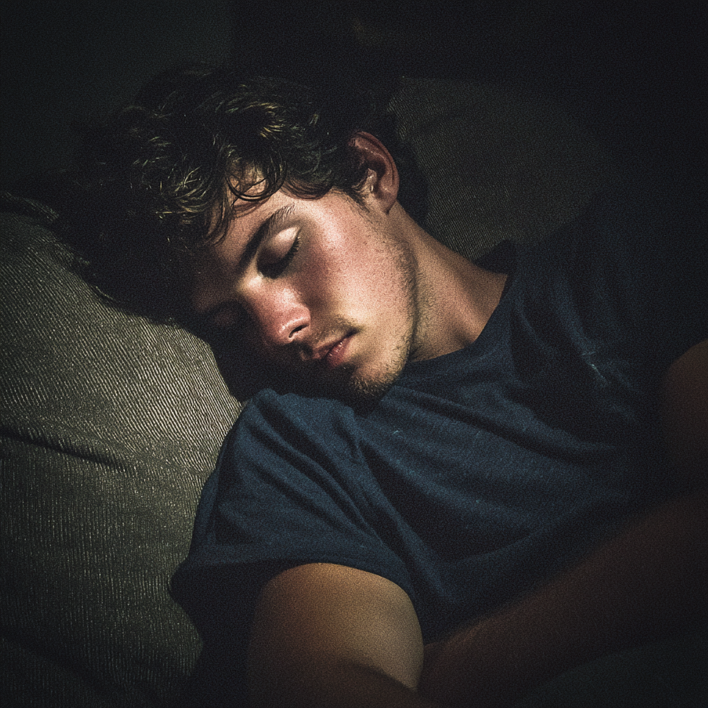 Un homme qui dort sur un canapé | Source : Midjourney