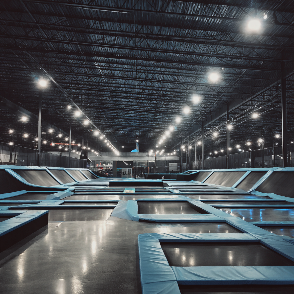 L'intérieur d'un parc de trampolines | Source : Midjourney