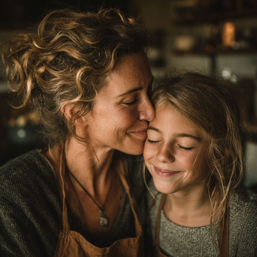 Une mère qui embrasse sa fille | Source : Midjourney