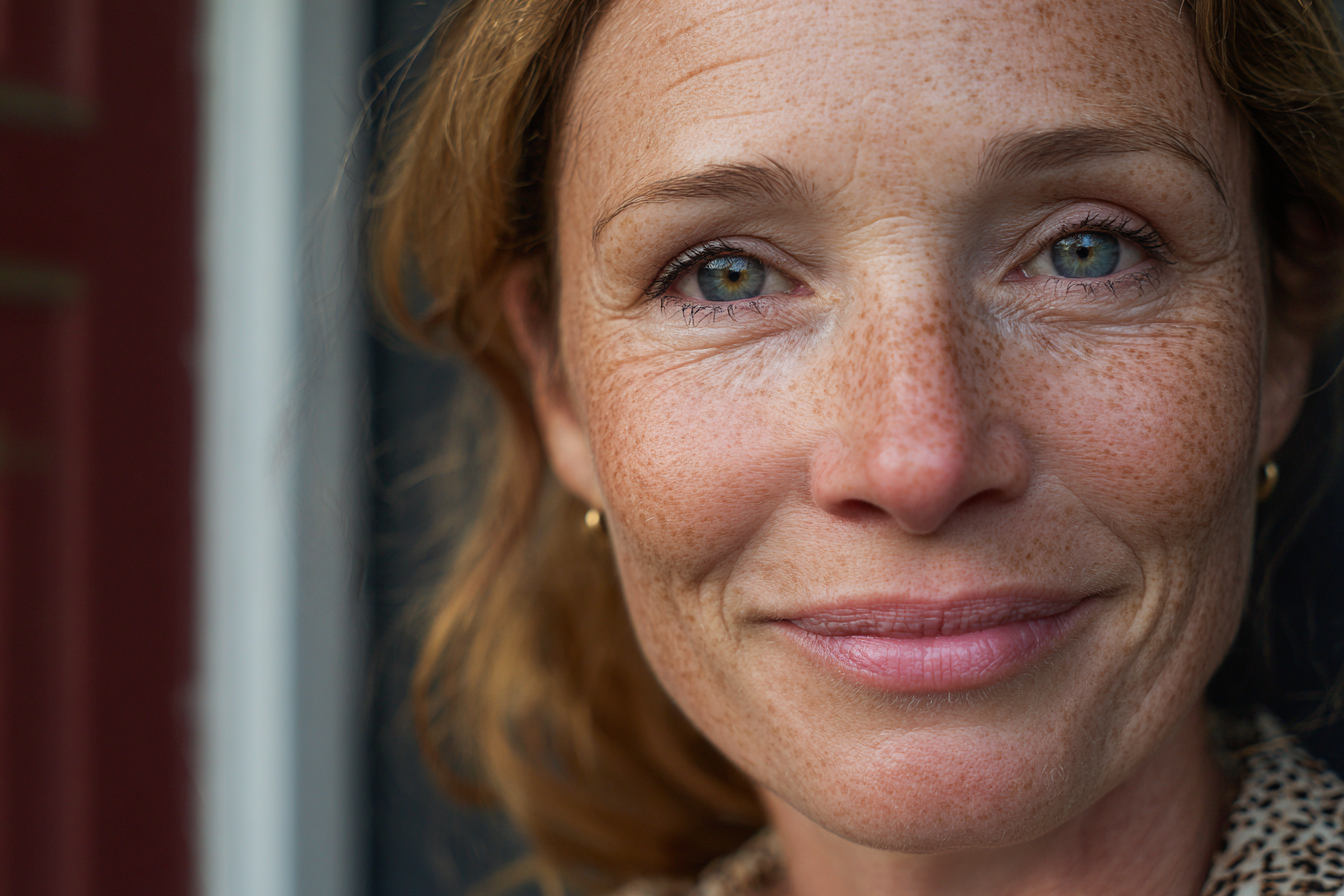 Une femme debout devant une maison | Source : Midjourney