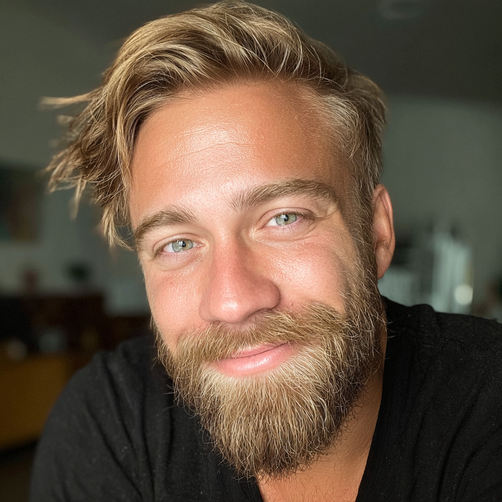 Gros plan sur un homme souriant | Source : Midjourney